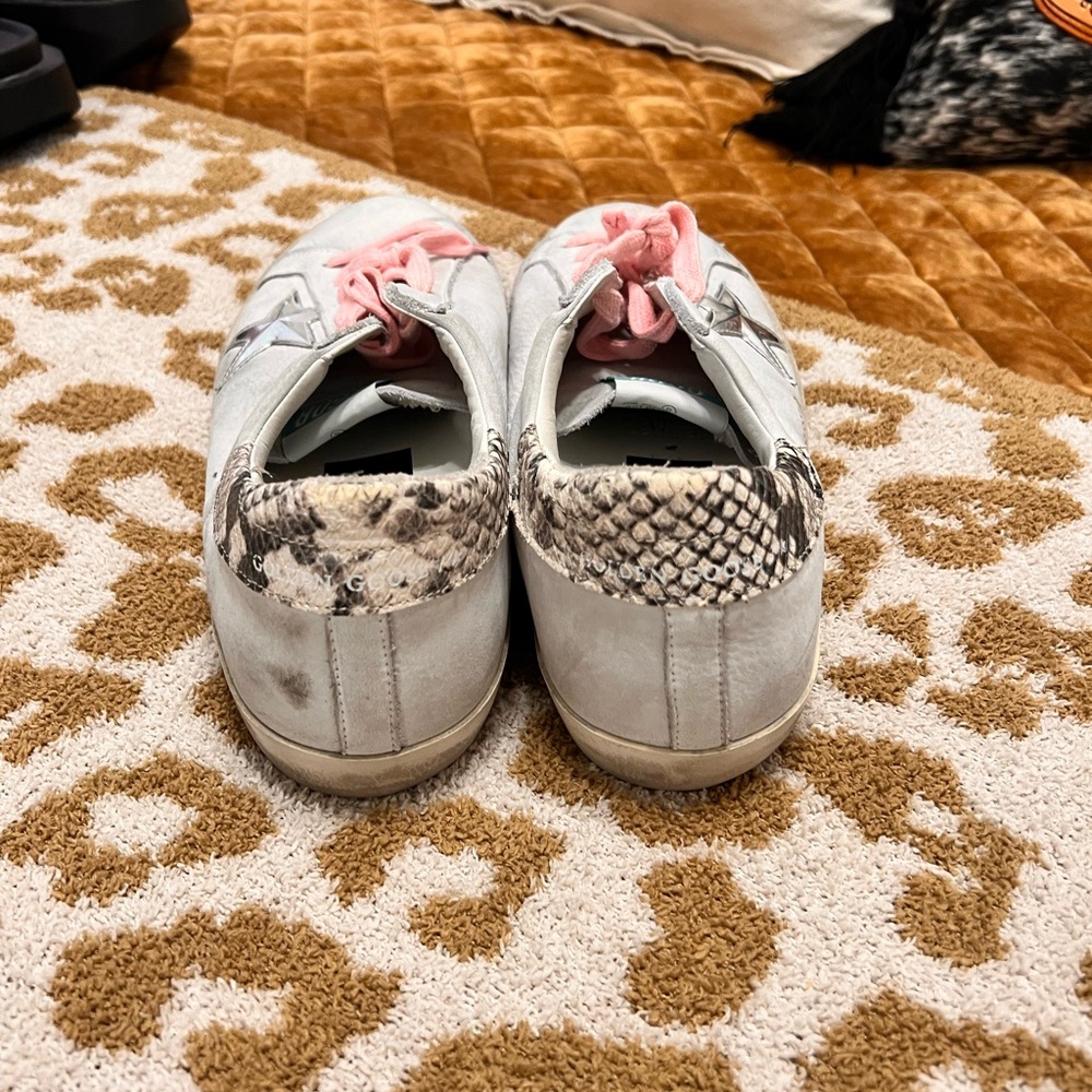 Golden Goose White and Pink Sneakers with Silver Star - Picture 2 of 2